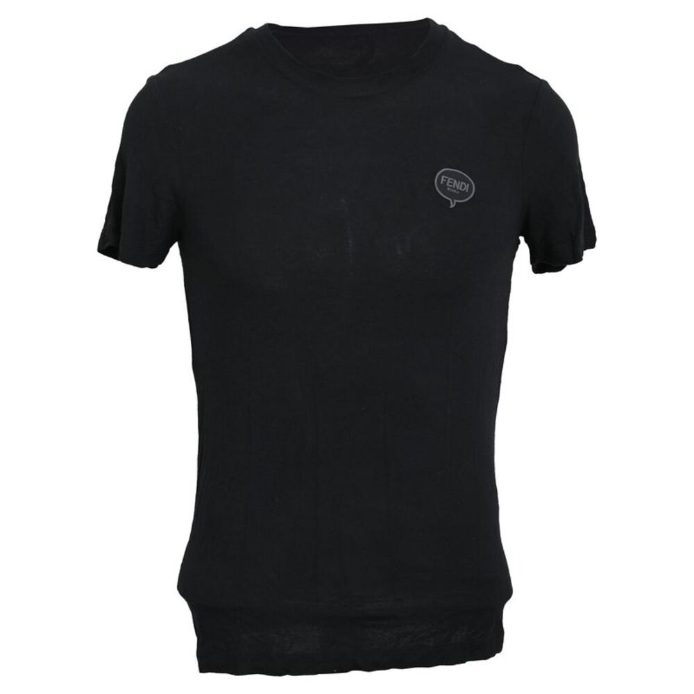 Fendi Logo-Print T-Shirt in Black Cotton